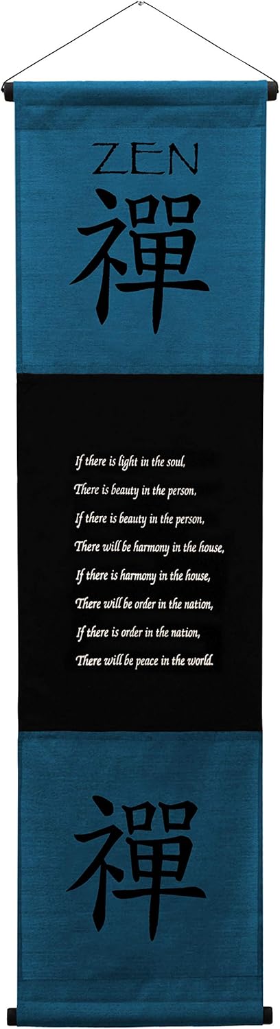 G6 Collection Inspirational Wall Decor Zen Banner Large, Inspiring Quote Wall Hanging Scroll, Affirmation Motivational Uplifting Message Art Decoration, Thought Saying Tapestry Zen (Brown)