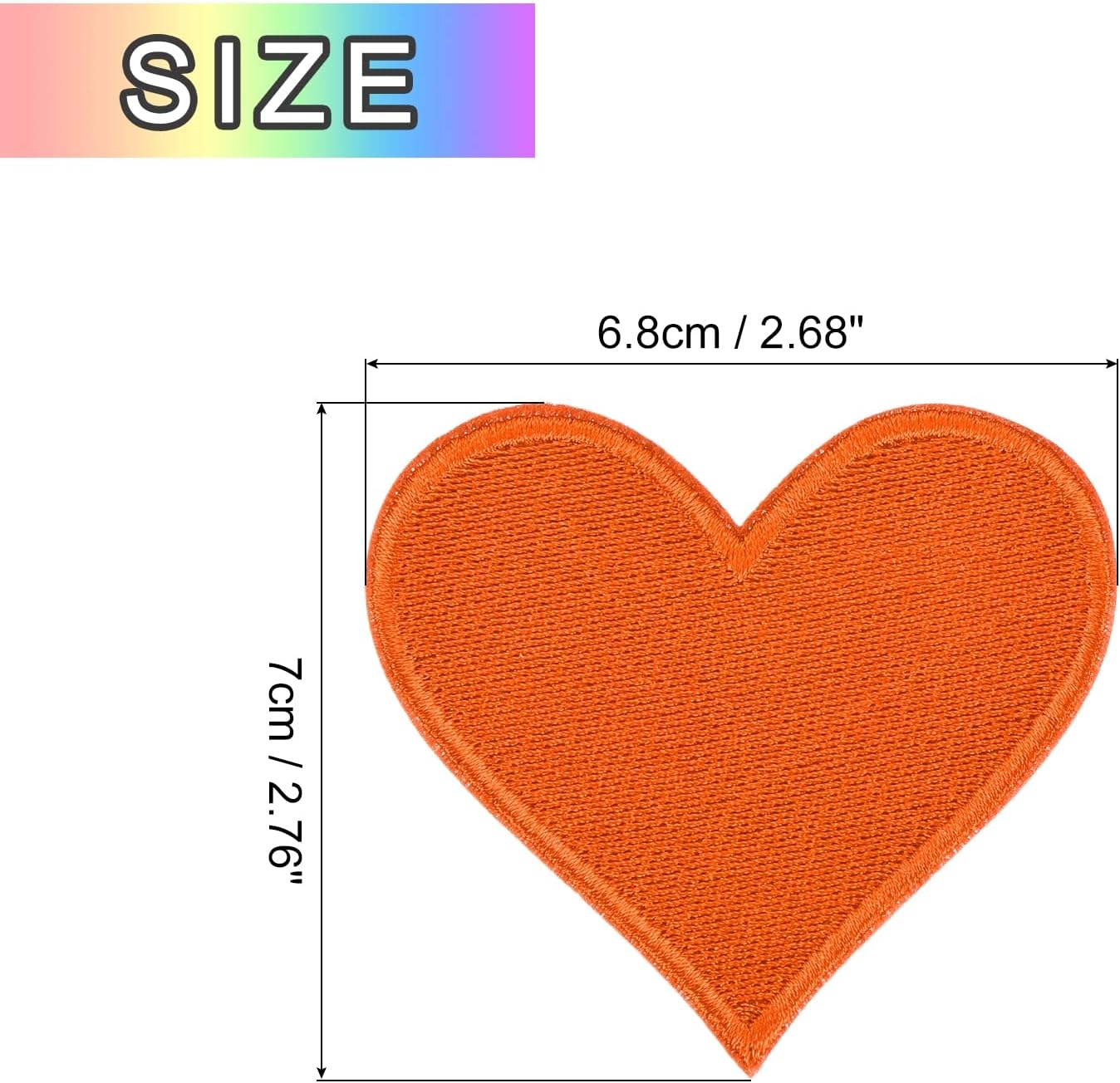 MECCANIXITY 120pcs Large Heart Shaped Iron on Patches 2.7x2.8 inch Embroidered Sew Patches Appliques Garment Embellishments for Clothing Repair Backpack, Orange