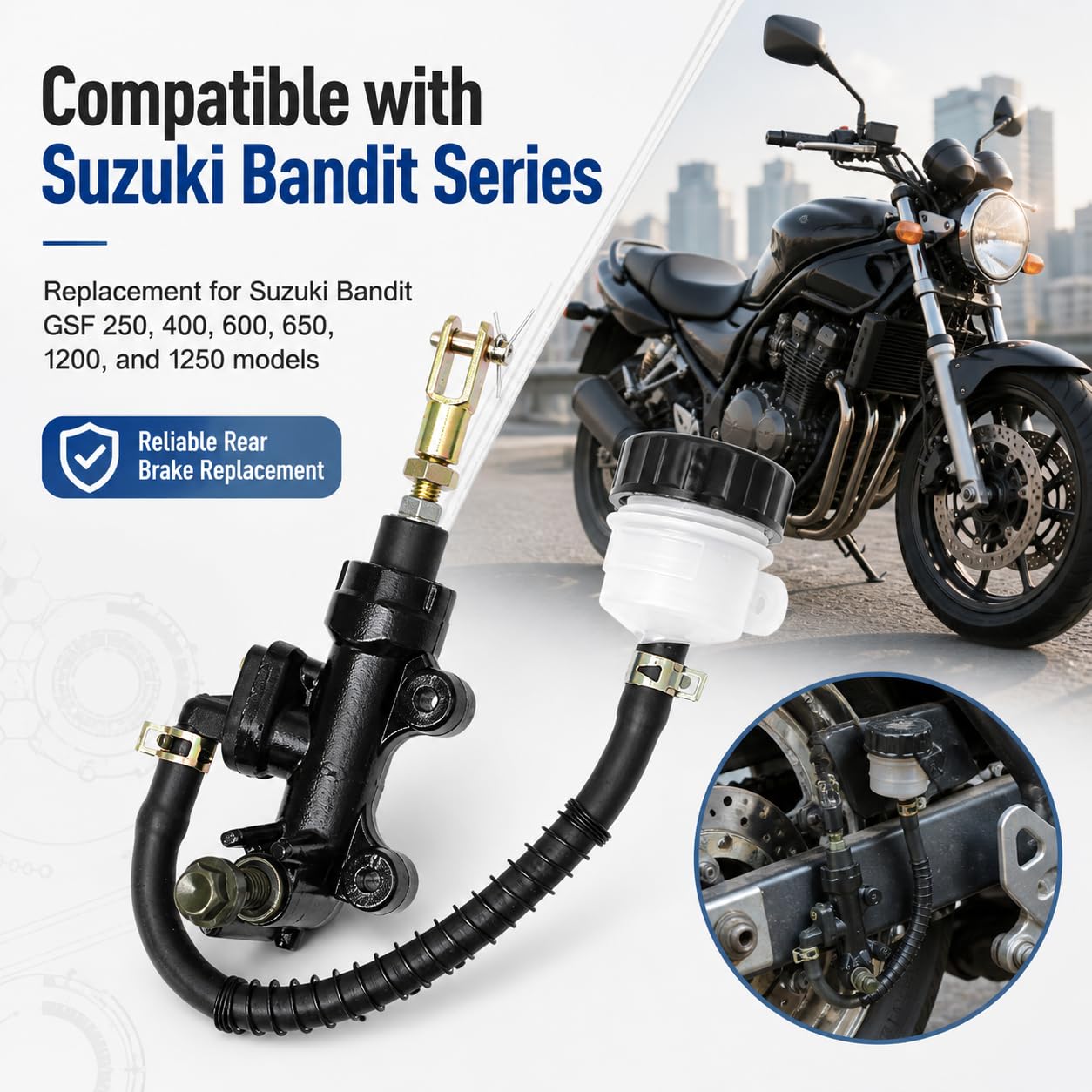 QKPARTS - Pompe maître-Cylindre de Frein arrière pour Suzuki GSXR 600 750 1000 1100 GSX1300R Hayabusa