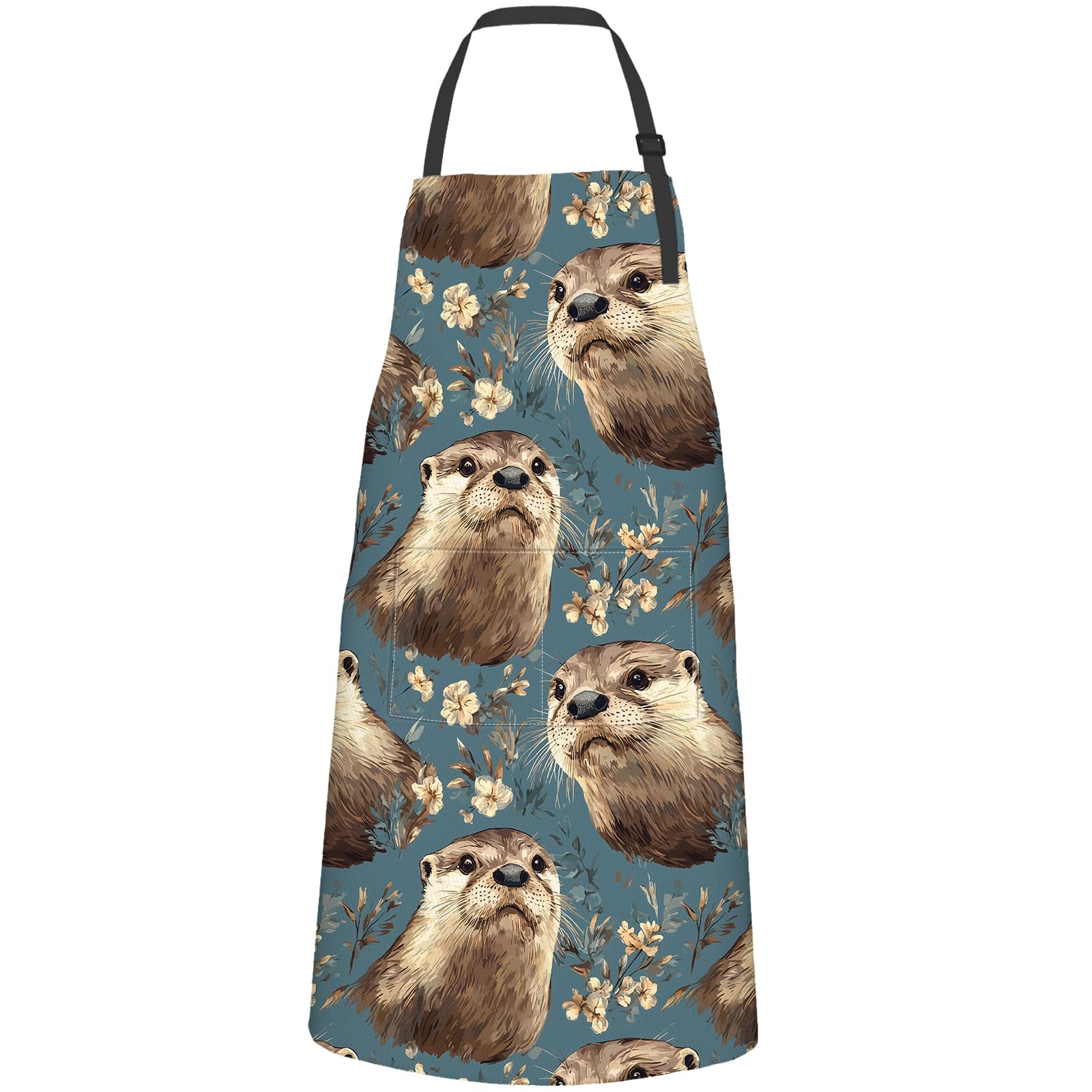 cromcu Otter Apron for Adult,Oxford Fabric Cooking Kitchen Adjustable Waterproof Heat Insulation Aprons with 2 Pockets,Ideal Gifts for BBQ,Baking,