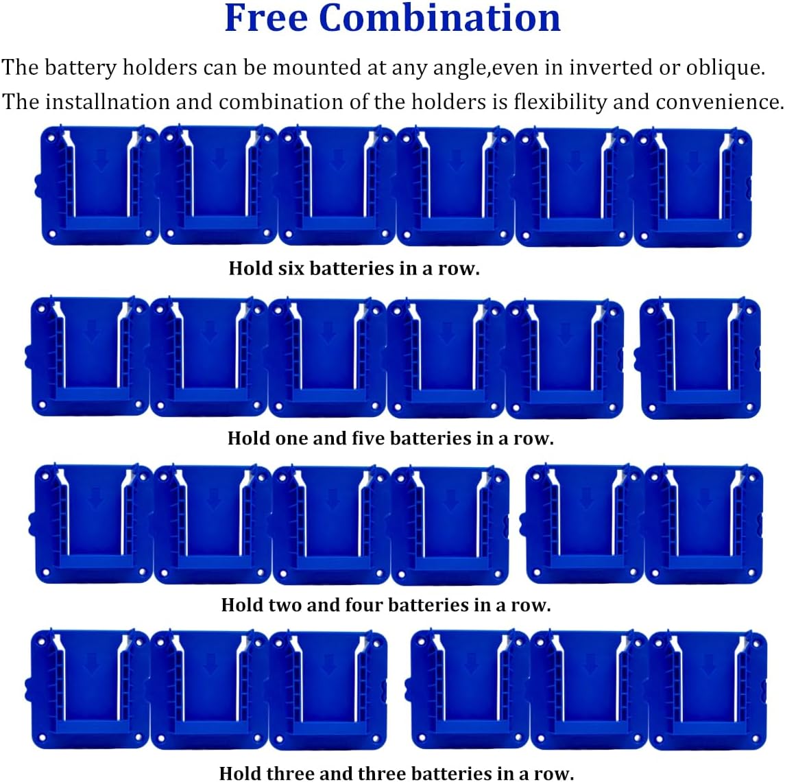 Battery Holders Compatible with Kobalt 24V Max Batteries KB624-03 KB524-03 KB424-03 KB224-03,Wall Mount Batteries Hanger for Garage/Workshop/Work Truck(6 Pack, w/24 Screws, No Battery)