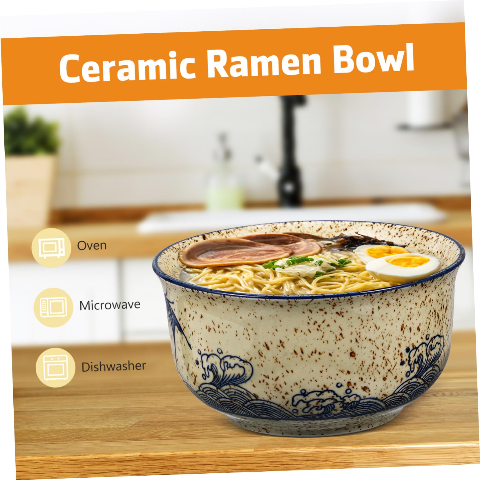ULTECHNOVO Servierschalen Set mit Deckel Keramik-ramen-schüssel-set Ramen-suppenschüssel Essstäbchen Löffel für Ramen Suppen und Andere Gerichte