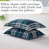 Vista 7 de Southshore Fine Living, Inc. Juego de funda de edredón de tamaño Queen a cuadros azul, duradero, resistente a la decoloración, con cierre