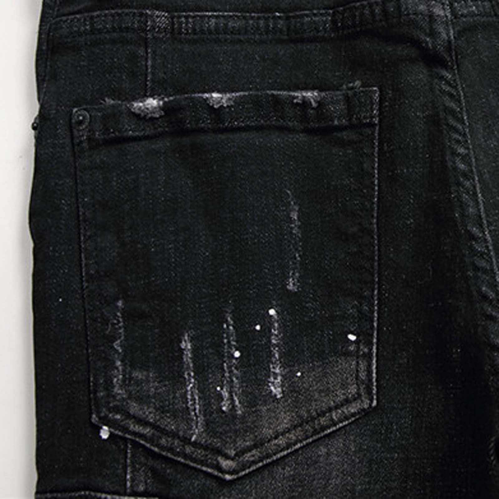 Pantaloni Tuta Uomo Invernali Baggy Pantalone Eleganti Jeans Uomo Slim Fit Strappi Stretch Denim con Design Spray e Stile Streetwear
