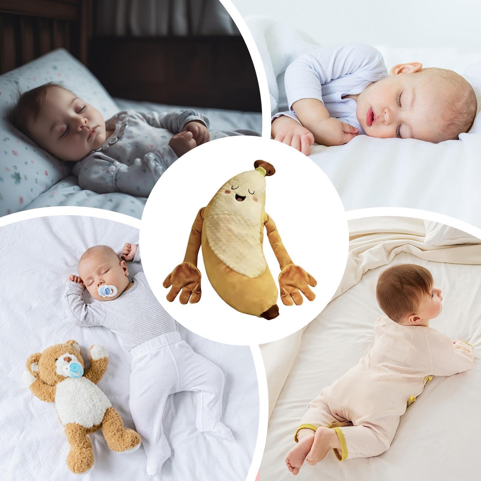 Générique Mano lenitivo per bambini a forma di mano Doudou Banana Forma | Giocattolo lenitivo da battitacco con telecomando per culla accogliente casa sedia auto