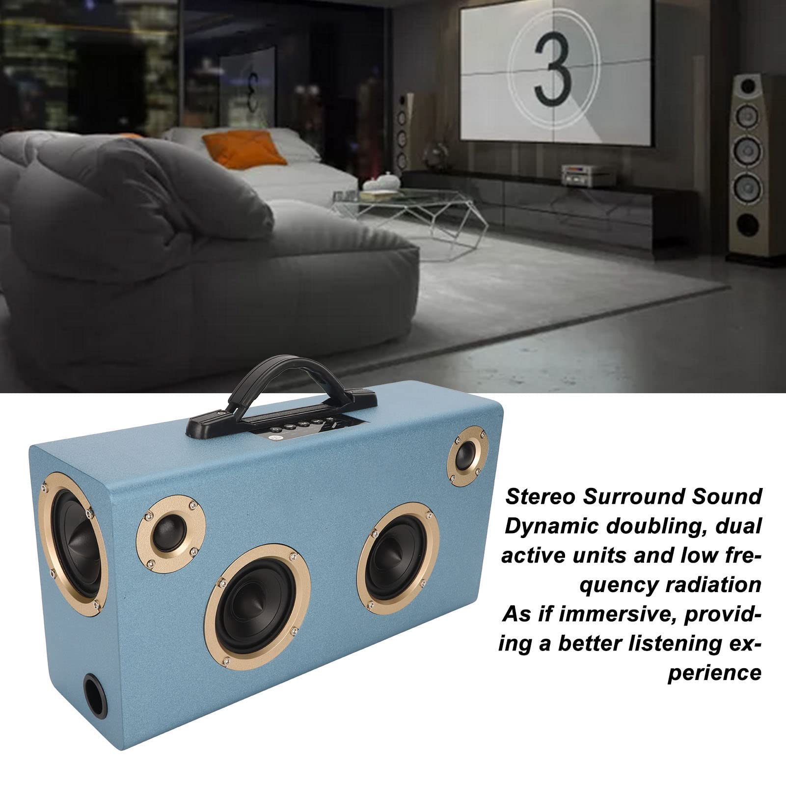 Altoparlante Bluetooth Portatile, Altoparlante Wireless con Audio Stereo Forte da 70 W, Altoparlante Subwoofer Pesante con Maniglia, 7500 MAh, per Esterni, Casa, Feste, (BLUE)