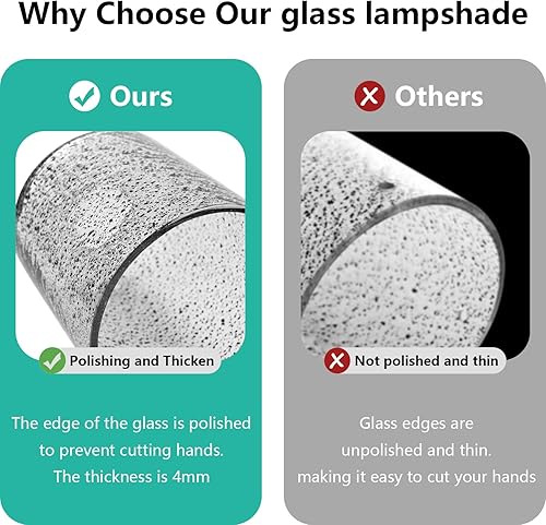 Miniatura 3 de HGHYjrxfkl 1 paquete de pantalla de lámpara de vidrio esmerilado negro, pantalla de lámpara de vidrio esmerilado negro cilíndrico con filtro de