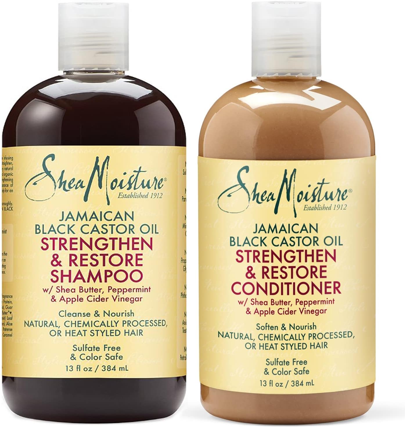Strengthen, Grow & Restore Shampoo and Conditioner Set, Jamaican Black Castor Oil Combination Pack, 13 oz Shampoo & 13 oz. Conditioner
