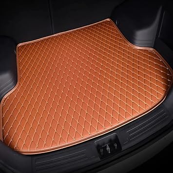 Luxury Leather Car Trunk Mat for Jaguar XJ 2010-2018 Custom Fit Car Boot Liner Mats Trunk Floor Protector Cargo Mat,Brown
