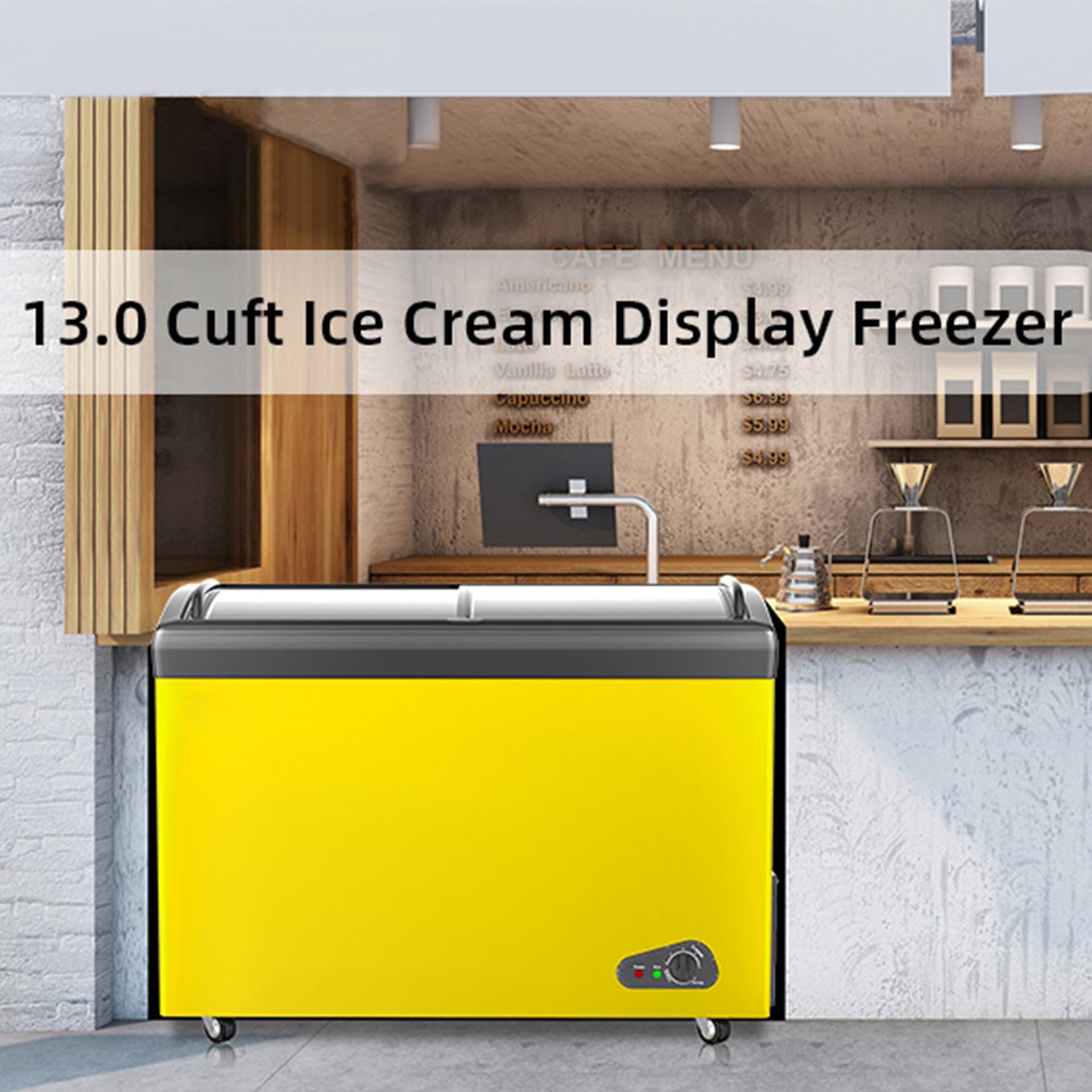 冷蔵庫・冷凍庫 yellow Amazon.com: Commercial Chest Freezer Ice Cream Display Case, 13 Cu