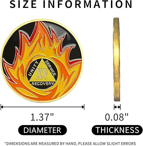 Miniatura 4 de Fichas y medallones de sobriedad AA de 15 años, moneda de recuperación de sobriedad, ficha sobria, regalos de sobriedad para celebrar la