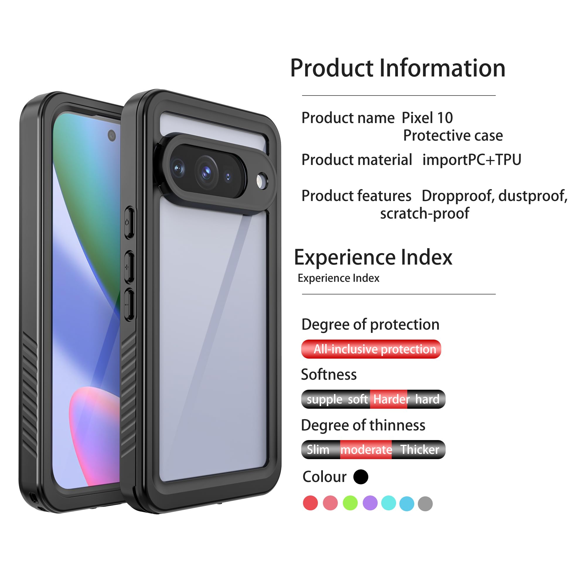 Wodoszczelne etui do Google Pixel 10 z wbudowaną ochroną aparatu i ekranu, [wodoszczelność IP68] [wojskowa ochrona przed upadkiem], pełna ochrona 360° do Google 10 (czarne)