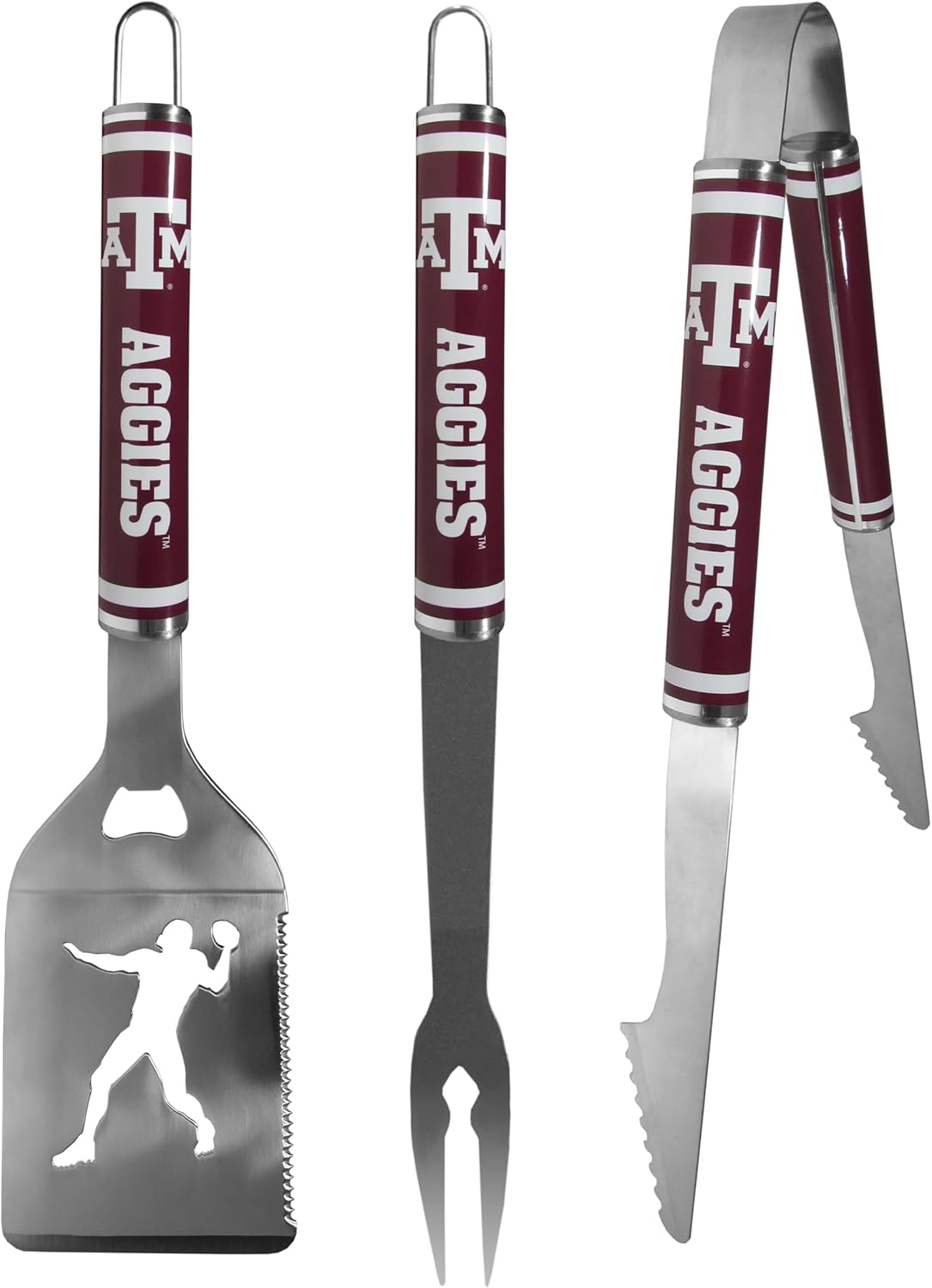 Siskiyou Sports NCAA Texas A & M Aggies 3 pc Steel BBQ Tool Set, One Size, Team Colors
