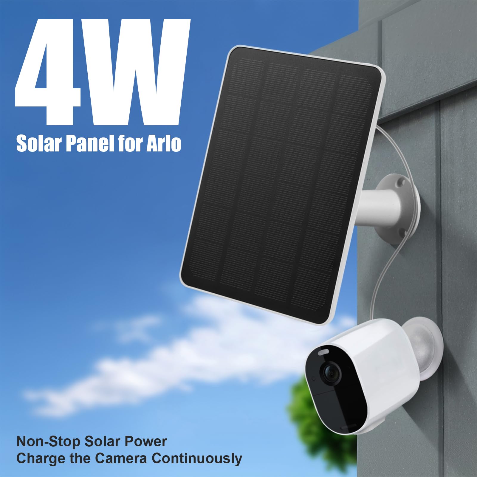 4W Solar Panel Charger For Arlo Essential/XL Spotlight Cameras - 13ft Weatherproof Cable
