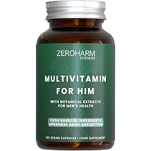 ZEROHARM Multivitamin for Men - Vegetable Formula with Vitamins A B C D3 Iron and Magnesium - Liposomal Absorption - Made from Real Food Ingredients - 120 Pieces Pack of 1