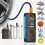 CrestWave Tire Inflator Portable Air Compressor Air Pump For Car Tires with Digital Pressure Gauge, 20000mAh, 150PSI, LED Light and Auto Shut-Off Function Cordless Pump for Car, Motorcycle, Bicycle