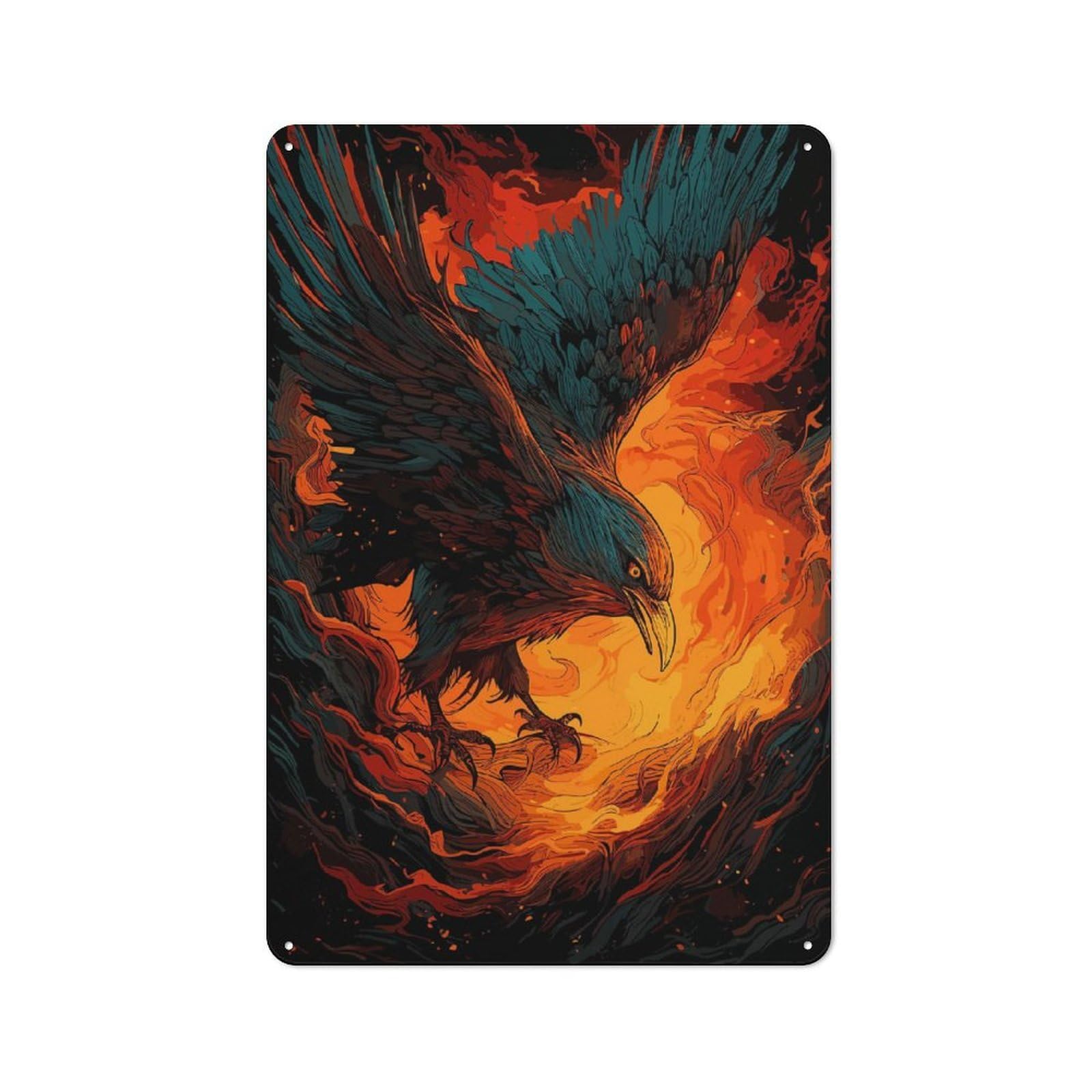 Workshop Style Phoenix Majesty Tin Sign 30x20cm, Workshop Wall Decor for Tool Room, Garage, Studio Or Home Bar