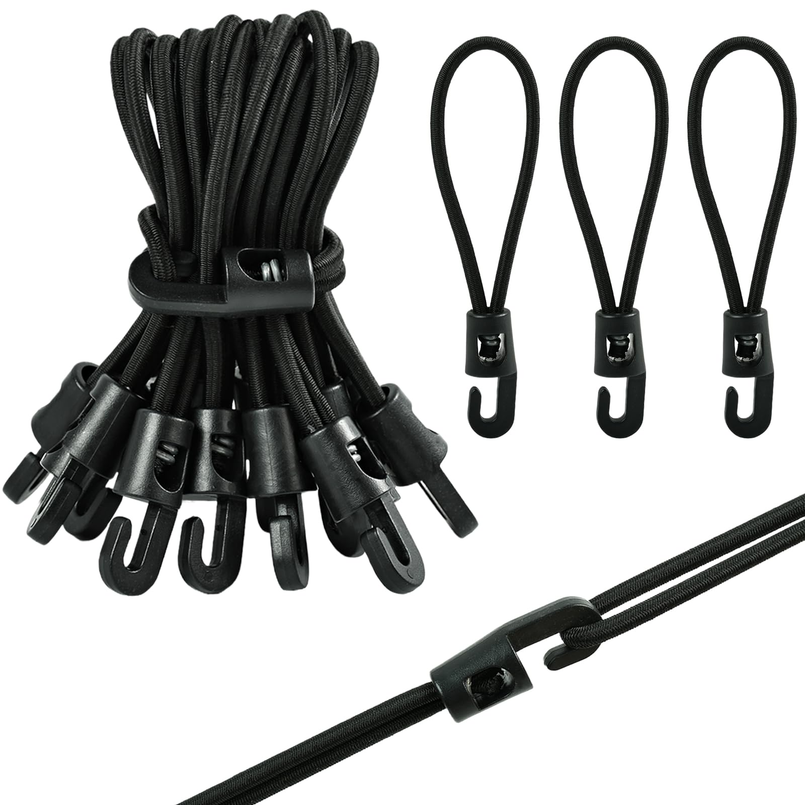 Tenditore per telo con Ganci,20 Pz Corde Elastiche con Gancio,Tenditori Elastici con Gancio,Tenditori per Teloni con Ganci,Corde Elastiche con Gancios Tenditor per Campeggio,Tarpe,Tende a Baldacchino