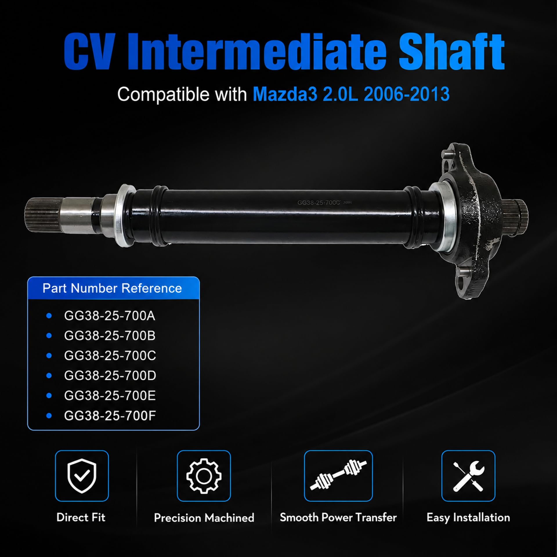 Amazon.com: GXARTS Front Right CV Intermediate Shaft GG38-25-700C