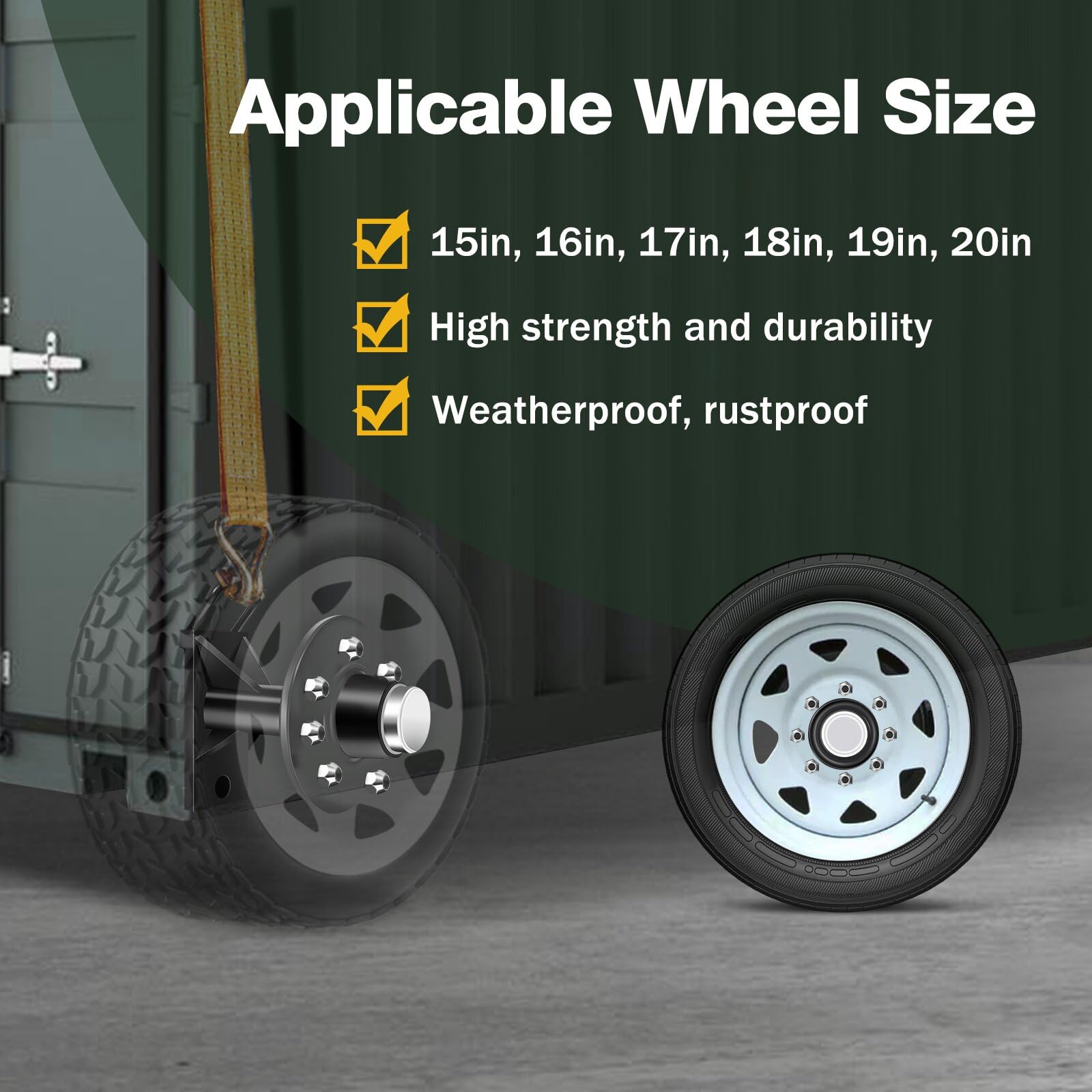 2 Pack Shipping Container Wheels 8x6.5 Lug, May Moves 9000 pounds