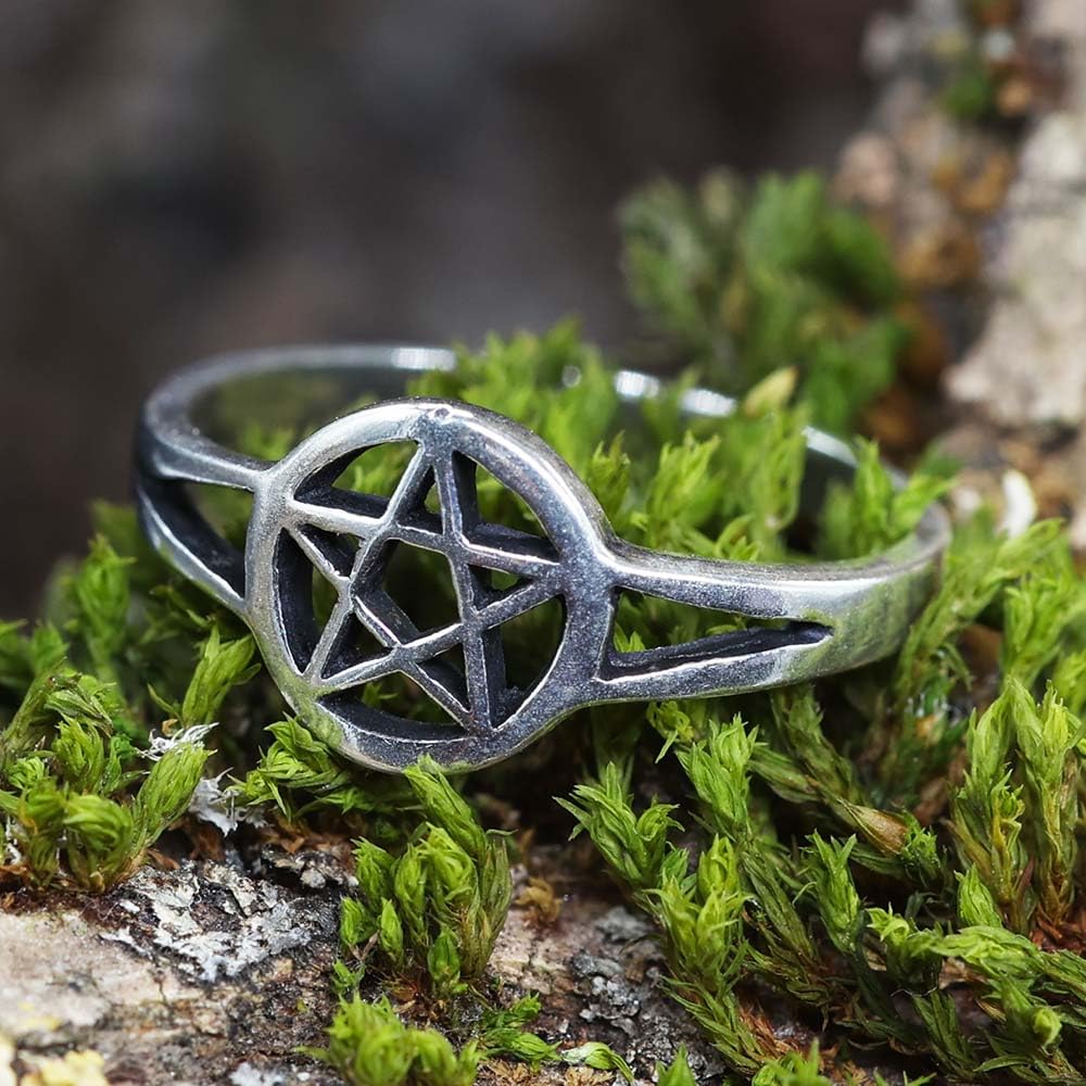 Pentagramm Ring Silberring 925 Silber Schmuck Damenring Kindering Hexenstern