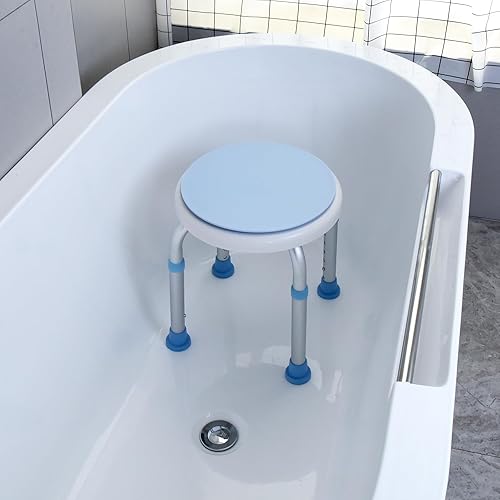 Miniatura 7 de IOVECOCO XIXI Silla de ducha para ducha interior, rotación de 360 grados, altura ajustable, asiento de baño antideslizante, silla de baño, banco