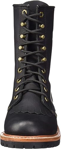 Miniatura 3 de Ad Tec Botas de trabajo para hombre de 10 pulgadas con certificación Fireman Logger, color negro, cuero aceitado de grano completo, suela de goma