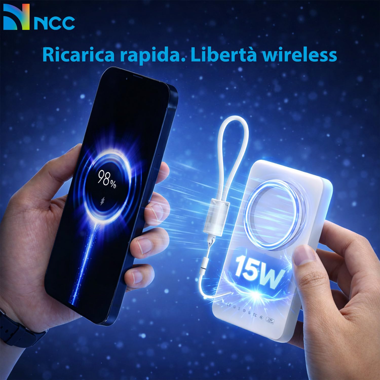New Net - Power Bank magnético 10000 mAh compatible con Samsung Galaxy | S26, S26+, S25, S25+, S24, S24+, Ultra, Edge, FE, 5G iPhone 17 16 15 Pro Max [Wireless Mag Safe - Potencia 15W - USB-C 22.5W]