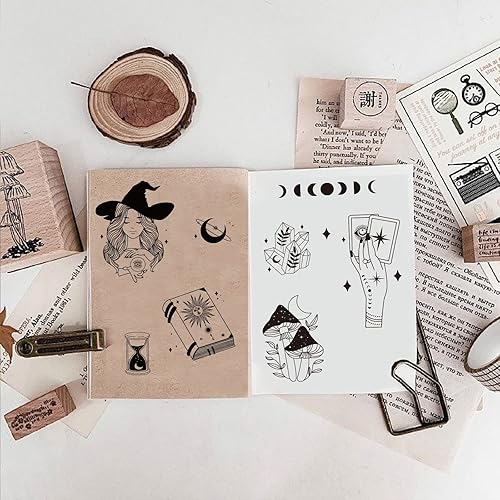 Miniatura 4 de PH PandaHall Sello transparente de tarot, sello de silicona con diseño de bruja de luna, sellos de goma transparentes para hacer tarjetas,