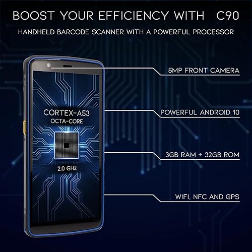 Miniatura 6 de Chainway C90 - Escáner inalámbrico multiusos de código de barras Android, lector de código de barras 2D1DQR, Play Store, pantalla vívida de 5.7