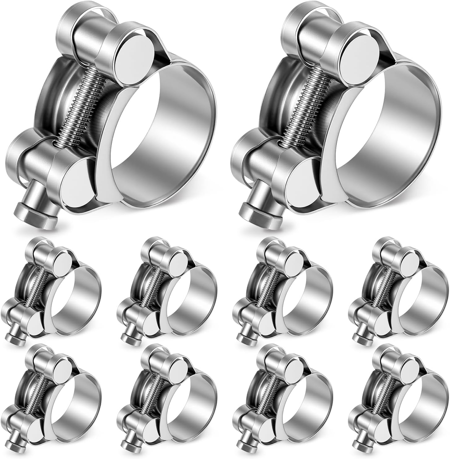10 Pack T-bolt Hose Clamps Kit 20-22 mm Od Heavy Duty Adjustable 304 Stainless Steel T-slot Clamp for Radiator Constant Tension Exhaust