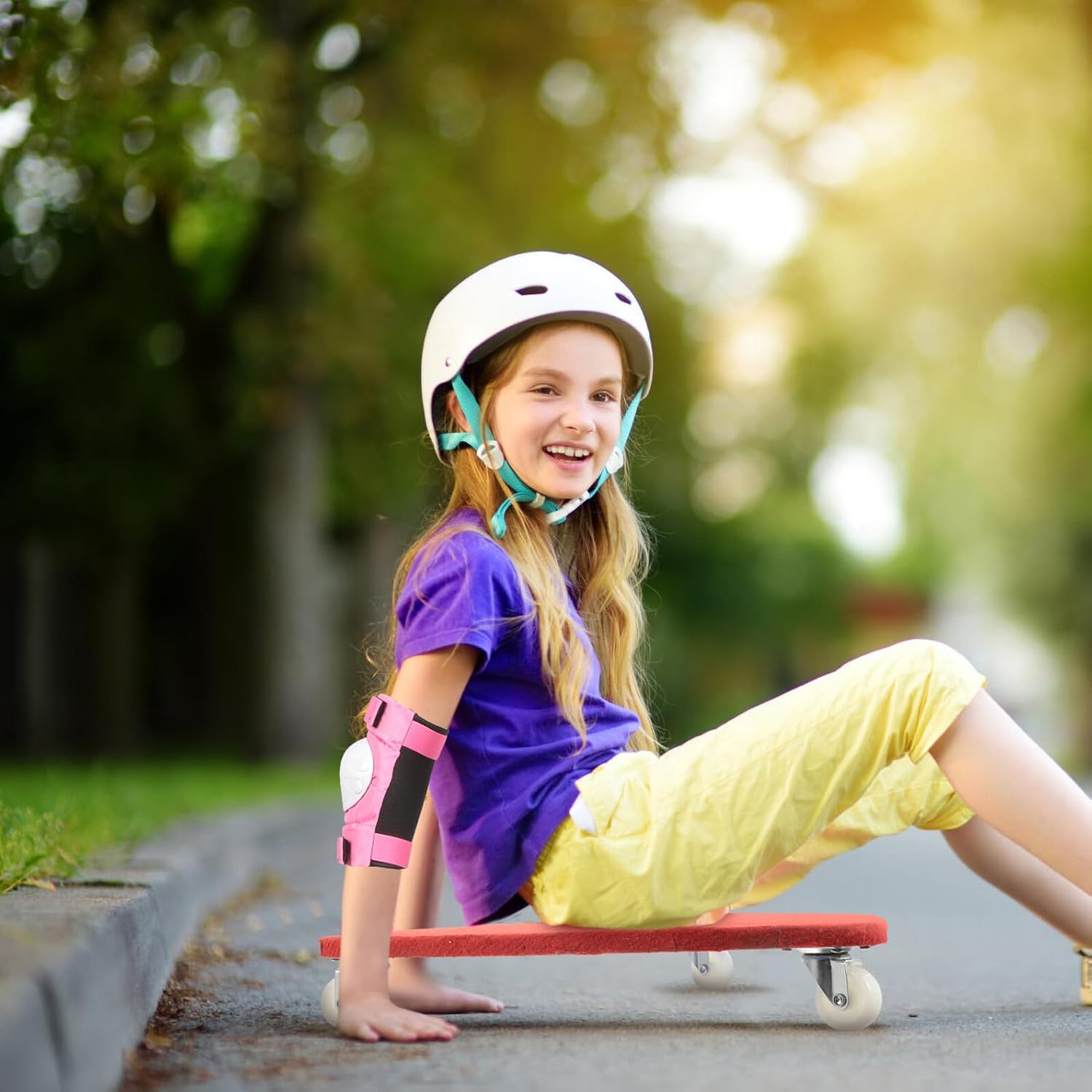 Homoyoyo Protective Gear Set with Knee Pads and Wrist Guards for Roller Skating and Scooter Riding, Pink Size S Suitable Under 35kg, Sports Joint Protector for Skating and Outdoor