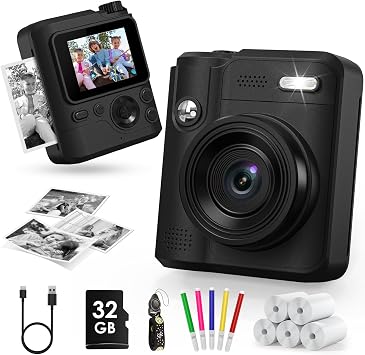 Gofunly Kids Camera,Digital Camera Toys for Girls Ages 3-12 | 1080P HD 2.0" Screen 32GB Card, Selfie Toy, Birthday Gifts Presents for 4 5 6 7 8 9 10 Years Old-Black