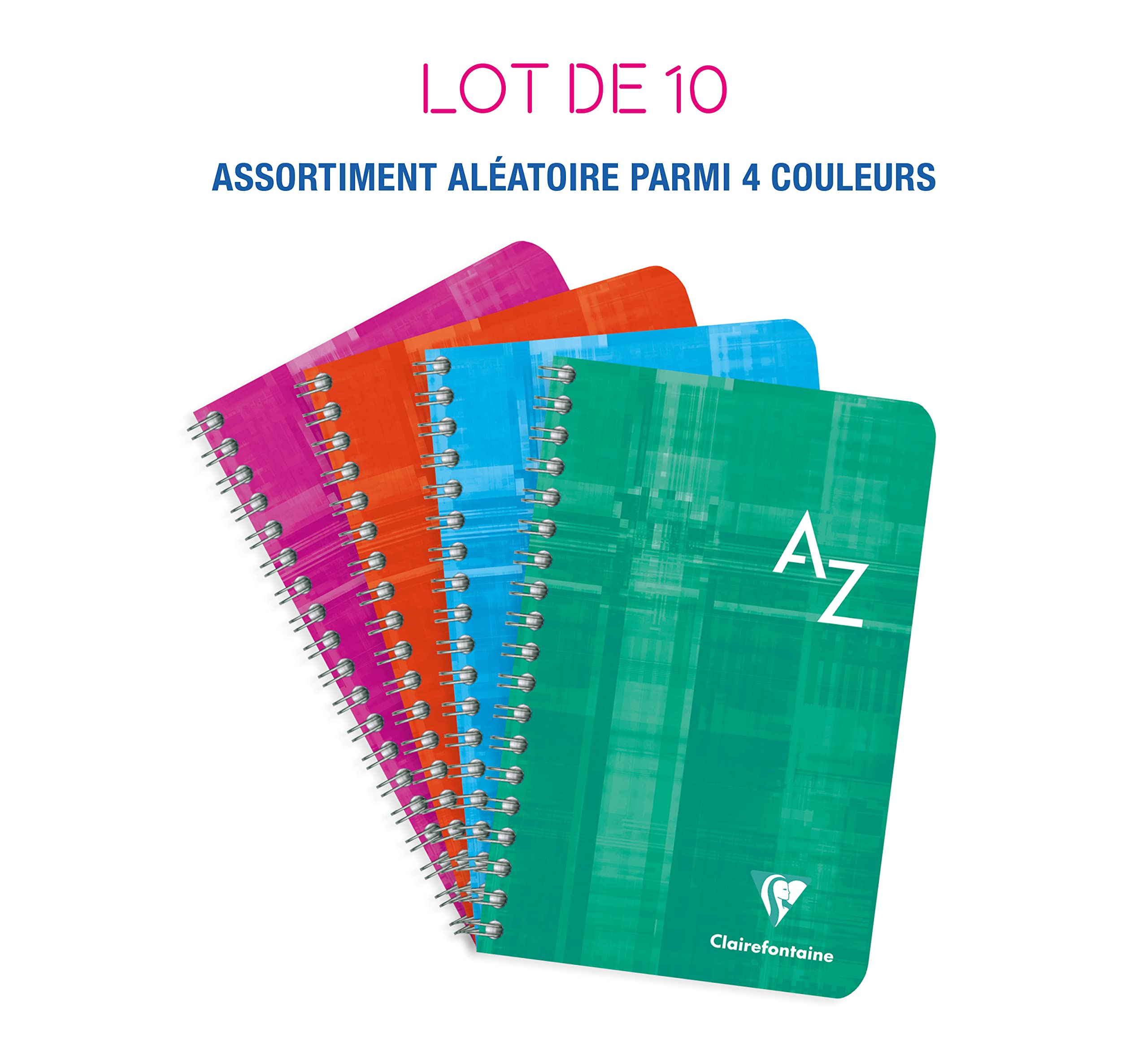 Clairefontaine 68698C - Lot 10 Répertoires Spirale 11x17cm 100p GC 90g