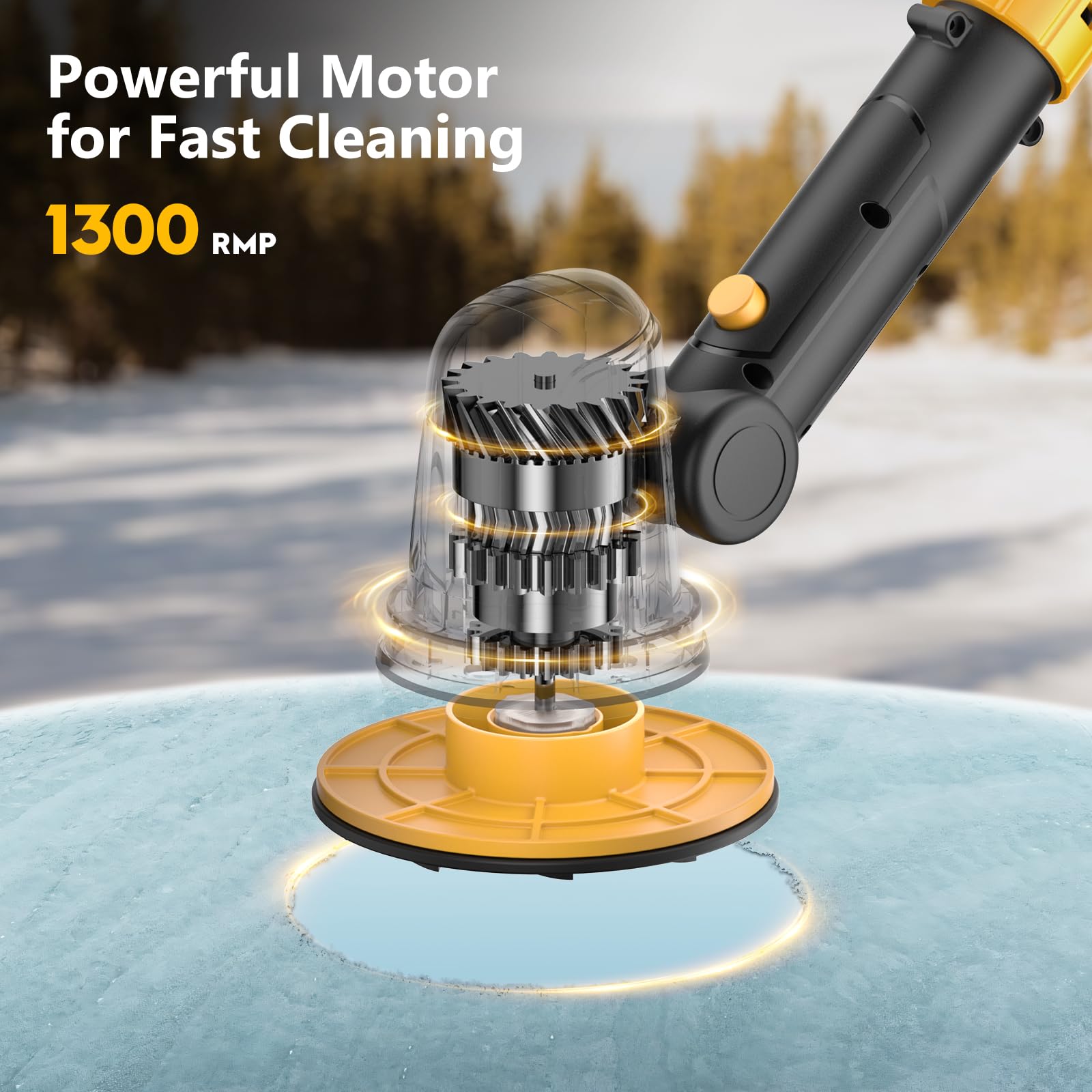 Rascador de hielo eléctrico para batería Dewalt de 20 V, rascador de parabrisas de alta velocidad de 1300 RPM para hielo y nieve, ajuste de cabeza de 45°, varilla de extensión, rascador de