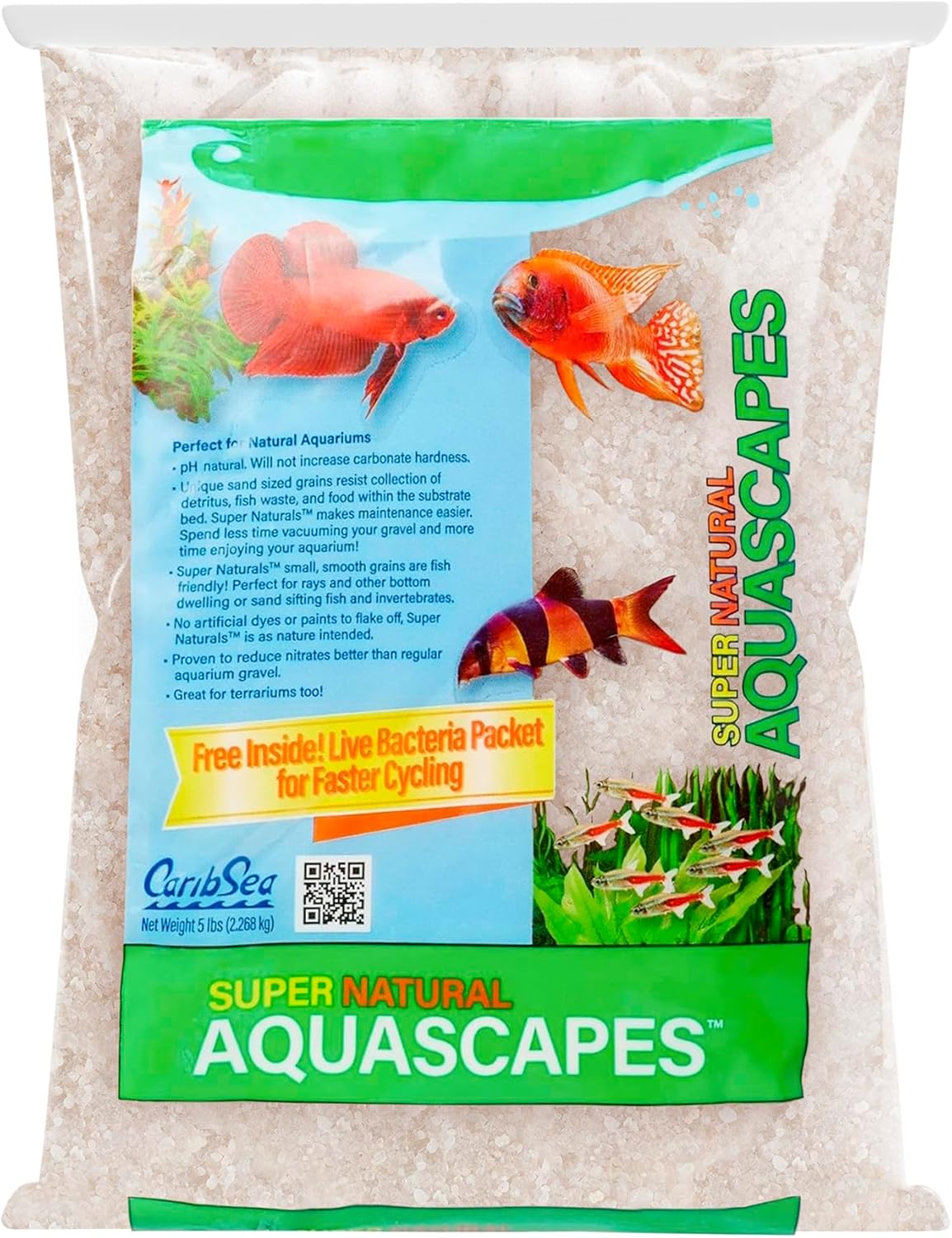 Carib Sea Super Naturals Aquarium Sand Moonlight – 50 lb – Smooth Fish-Friendly Substrate – Natural Look – No Paints or Dyes – Ideal for Freshwater Aquariums