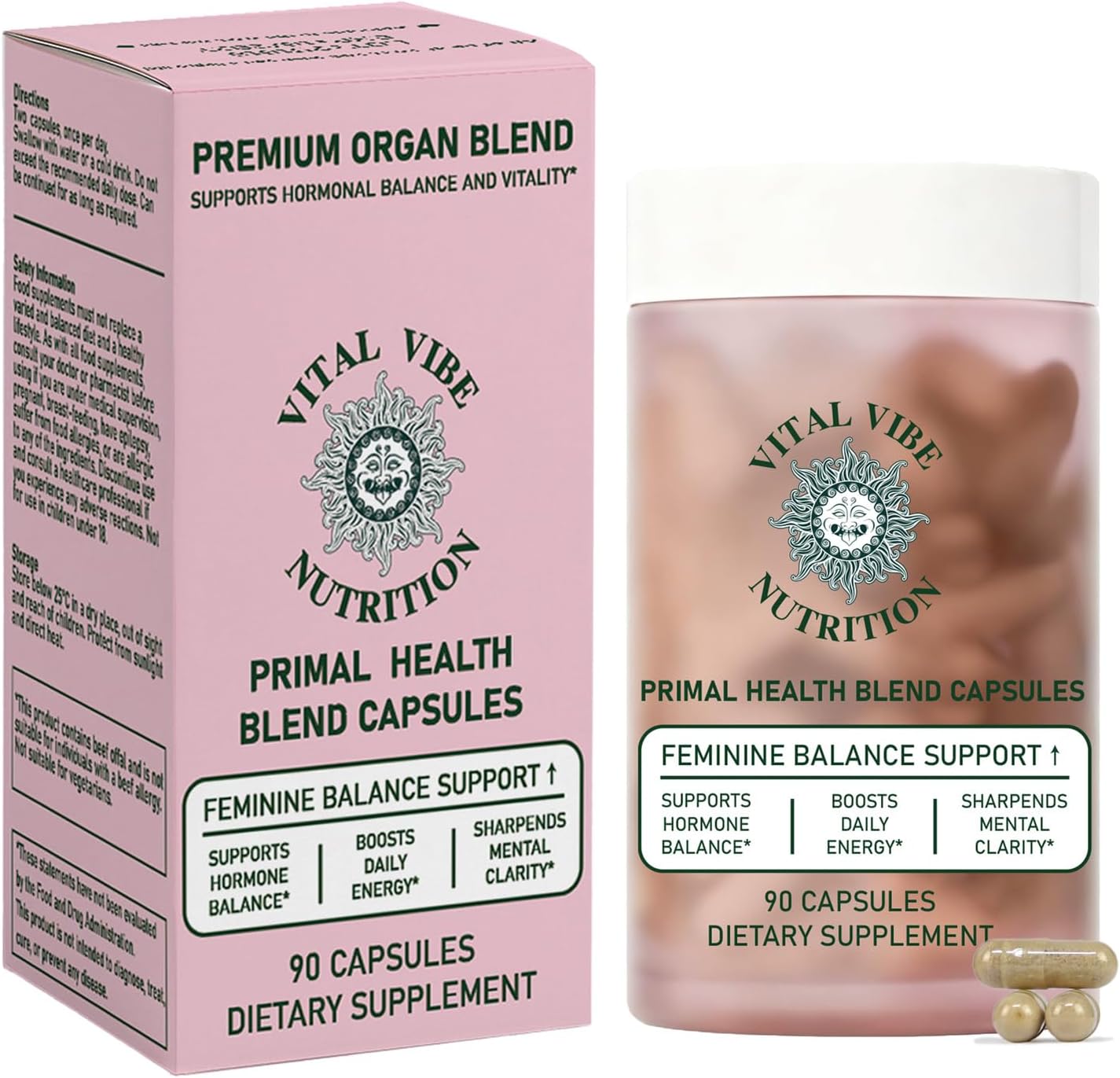 Female-Optimized Beef Organ Superfood Supplement – Beef Liver, Kidney, Heart,Uterus Tissue – Balance Hormones & Women’s Overall Energy – Grass Fed, Pasture Raised – Natural Iron Supplement with Folate