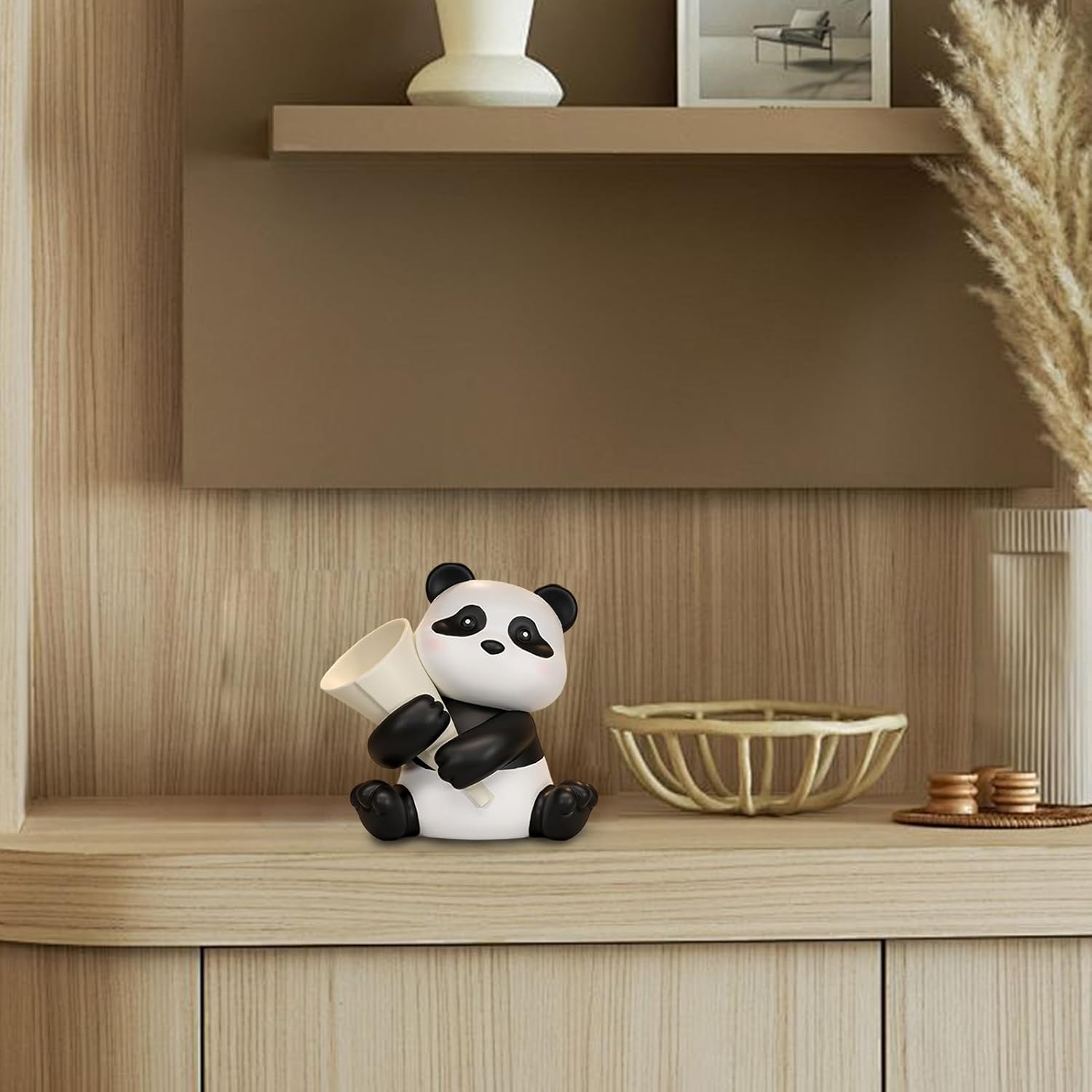 Erice Panda Gifts, Resin Panda Shape Tray Organizer, Panda Jewelry, Multifunctional Attractive Decorative Desktop Organizing Tray for Doorway, Living Room, Entrance (B)