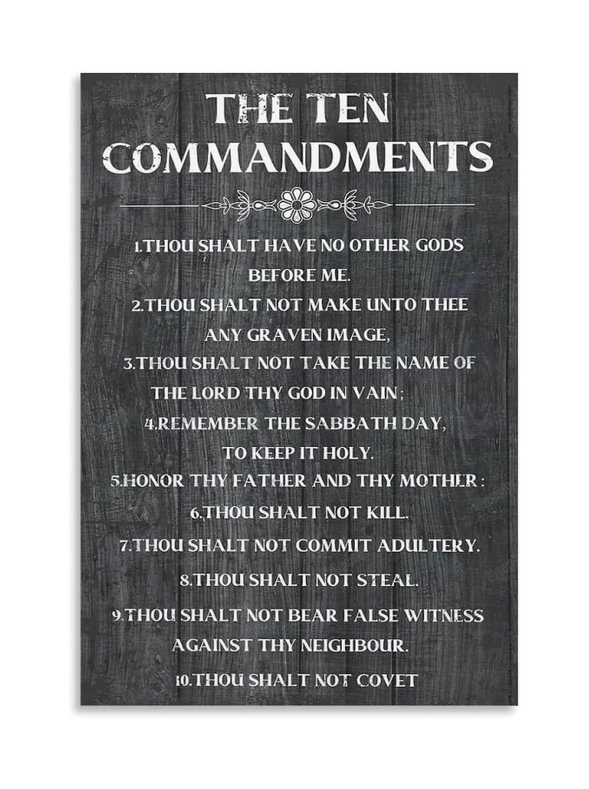 MDBJTCYZN The Ten Commandments Wall-Art Thou Shalt Have No Other Gods Before Me Religious Poster Biblical Scripture Home Decor(Framed,08X12inch(20X30cm))