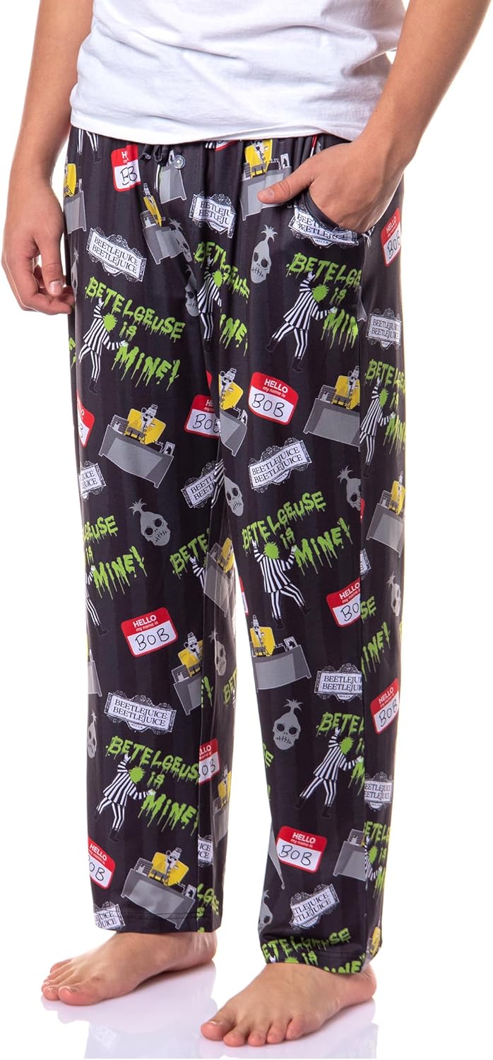 INTIMO Beetlejuice Betelgeuse Men's Tossed Print Sleep Pajama Lounge Pants For Adults