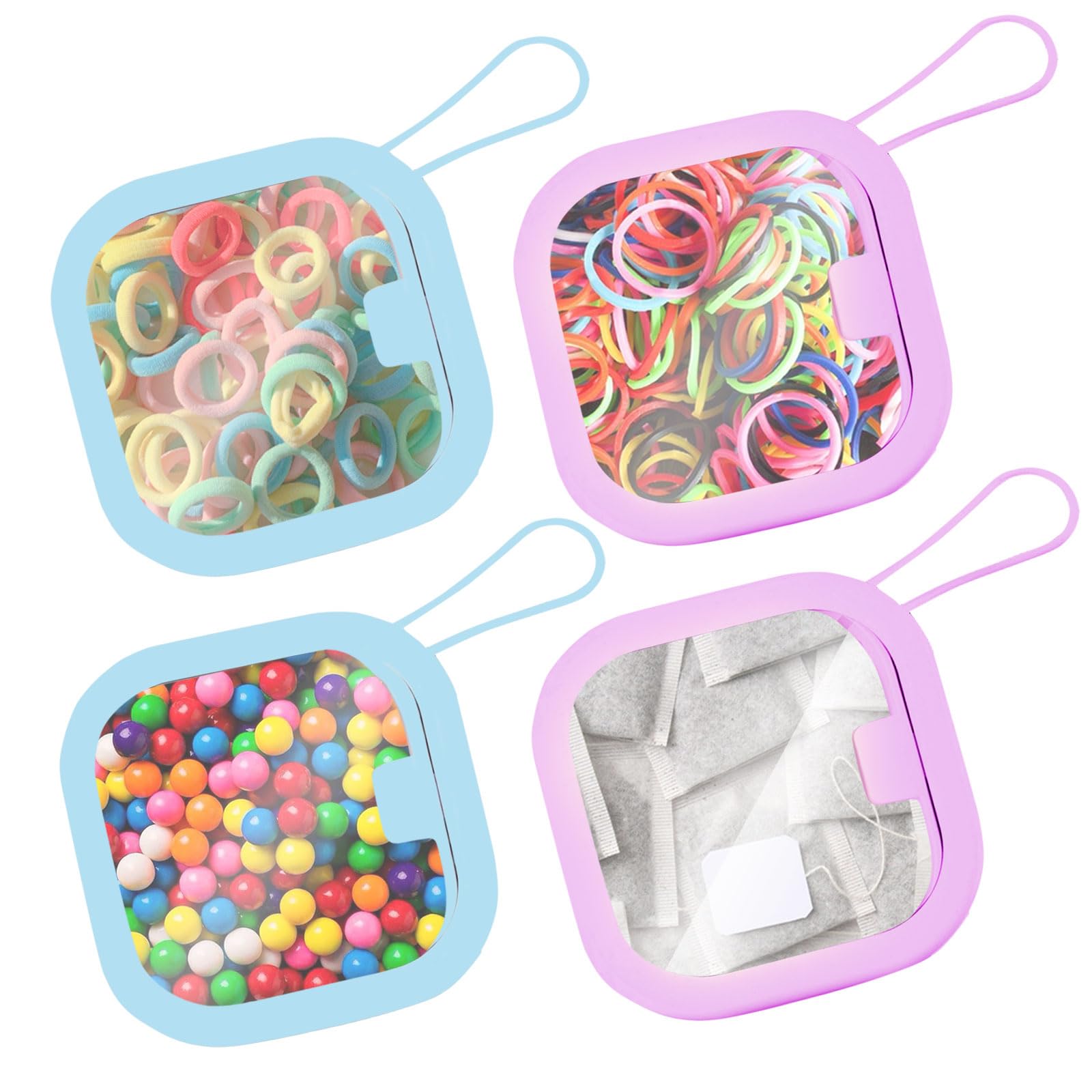 Yoboamic Tragbare Hair Tie Organizer, Haargummi Aufbewahrung, Haargummi  Organizer, Durchsichtige Aufbewahrung Haargummis fr Haargummi, Ringe,  Ohrringe, Halskette (Wei+Rosa) (Blau Lila) : Amazon.de: Fashion