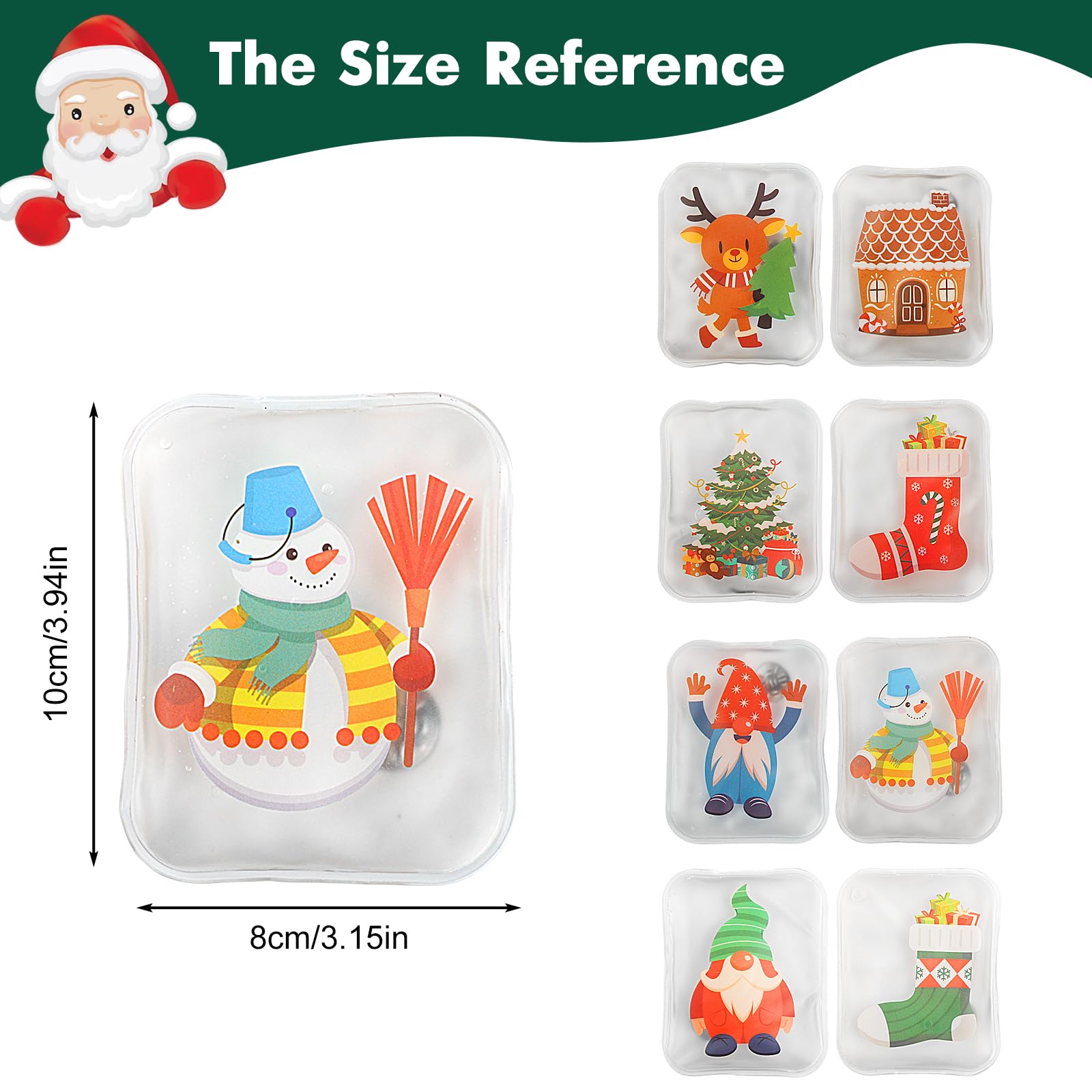 12 Pack Christmas Pocket Hand Warmer,2 Different Size Mini Christmas Reusable Portable Outdoor Winter Hand Warmers for Hunting,Camping,Gifts,Women,Kids