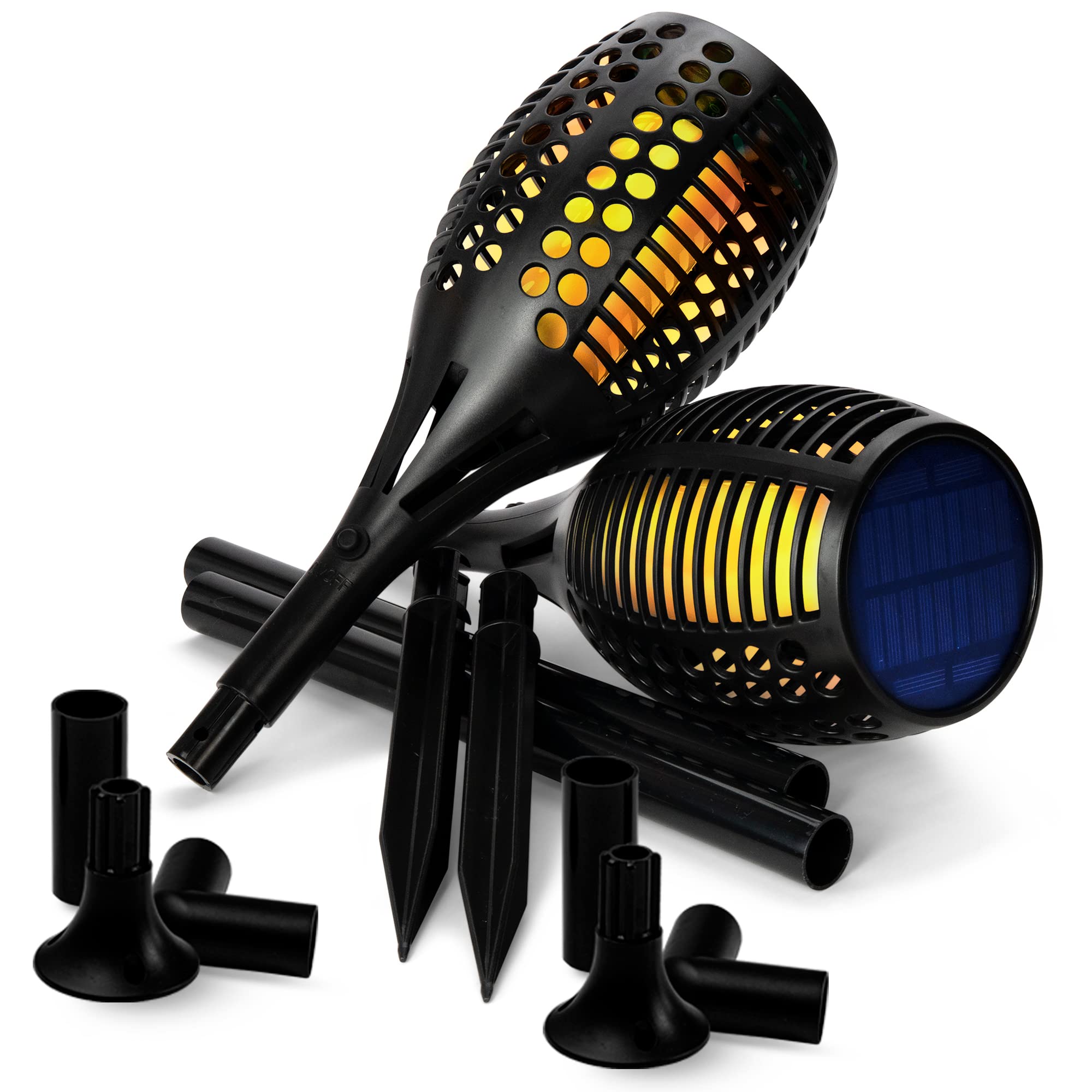 HOMEPROTEK 4 Piezas 96LED Antorchas Solares Exterior Jardin - Luces Solares Led Exterior Jardin - IP65 Impermeable Luces Led Solar - Solar Lights Outdoor Garden