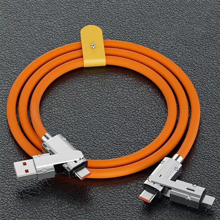 HEBEZON 4-in-1 USB C Cable Lightning Cable 120W [Fast Charging & Data Sync] Flat Braided Anti-Tangle Phone Charger Cord with Velcro, Multi Charging Cable Combo - Type C/USB A Ports (Multi) (B0CSSZ8FD6) Amazon Price History, Amazon Price Tracker