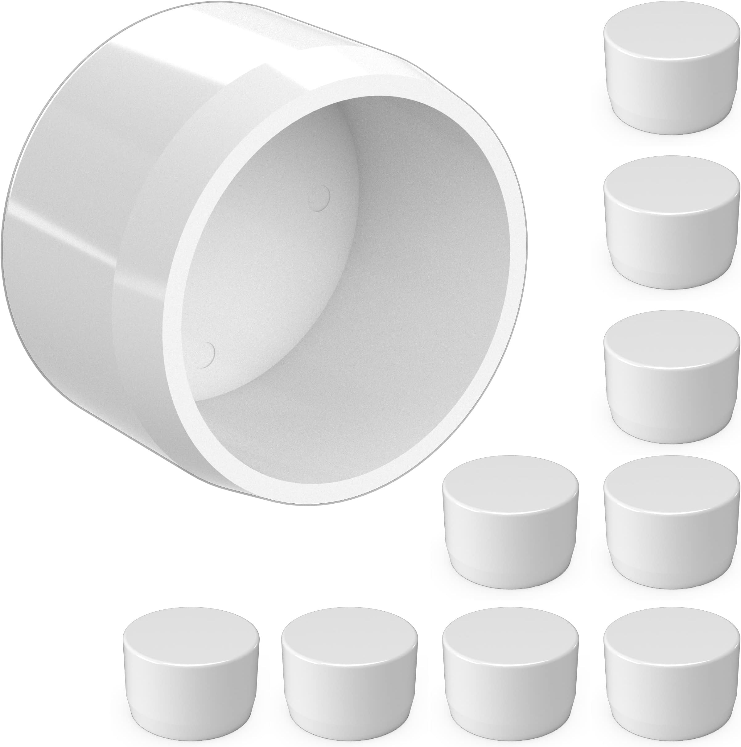 FORMUFIT F112EEC-WH-10 PVC External End Cap, Furniture Grade, 1-1/2" Size, White (Pack of 10)