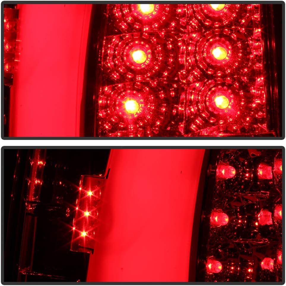ACANII - For 1997-2003 Ford F150 1999-2007 F-250 F-350 Red Clear LED Pyro Tube Tail Lights Brake Lamps Pair Left+Right