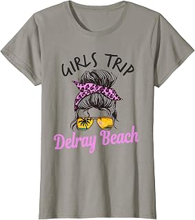 Matching Girls Trip Delray Beach Messy Hair Bun Women T-Shirt