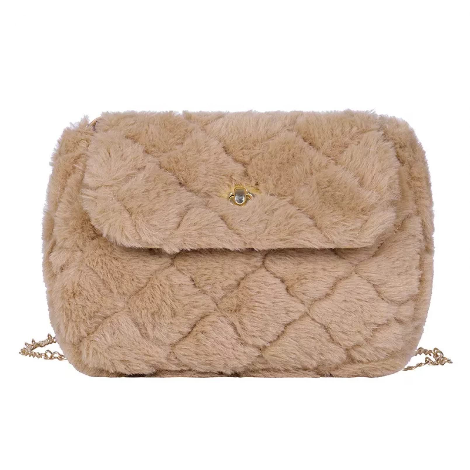 BAJIE Mini bolso de las mujeres Otoño e Invierno El mismo Estilo Pequeño Bolsa de Pelo Mujeres Invierno Tendencia Messenger Bag Moda Diamante Cadena Bolsa