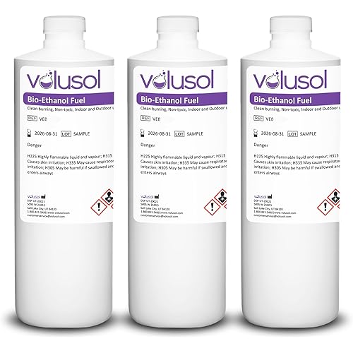 Clean-Burning Bio-Ethanol Fireplace Fuel - High-Grade Ethyl Alcohol Smokeless Fuel for Ventless Fireplaces Ethanol Tabletops - Made in The USA with 200 Proof Ethanol 500 mL/16oz. - Pack of 3