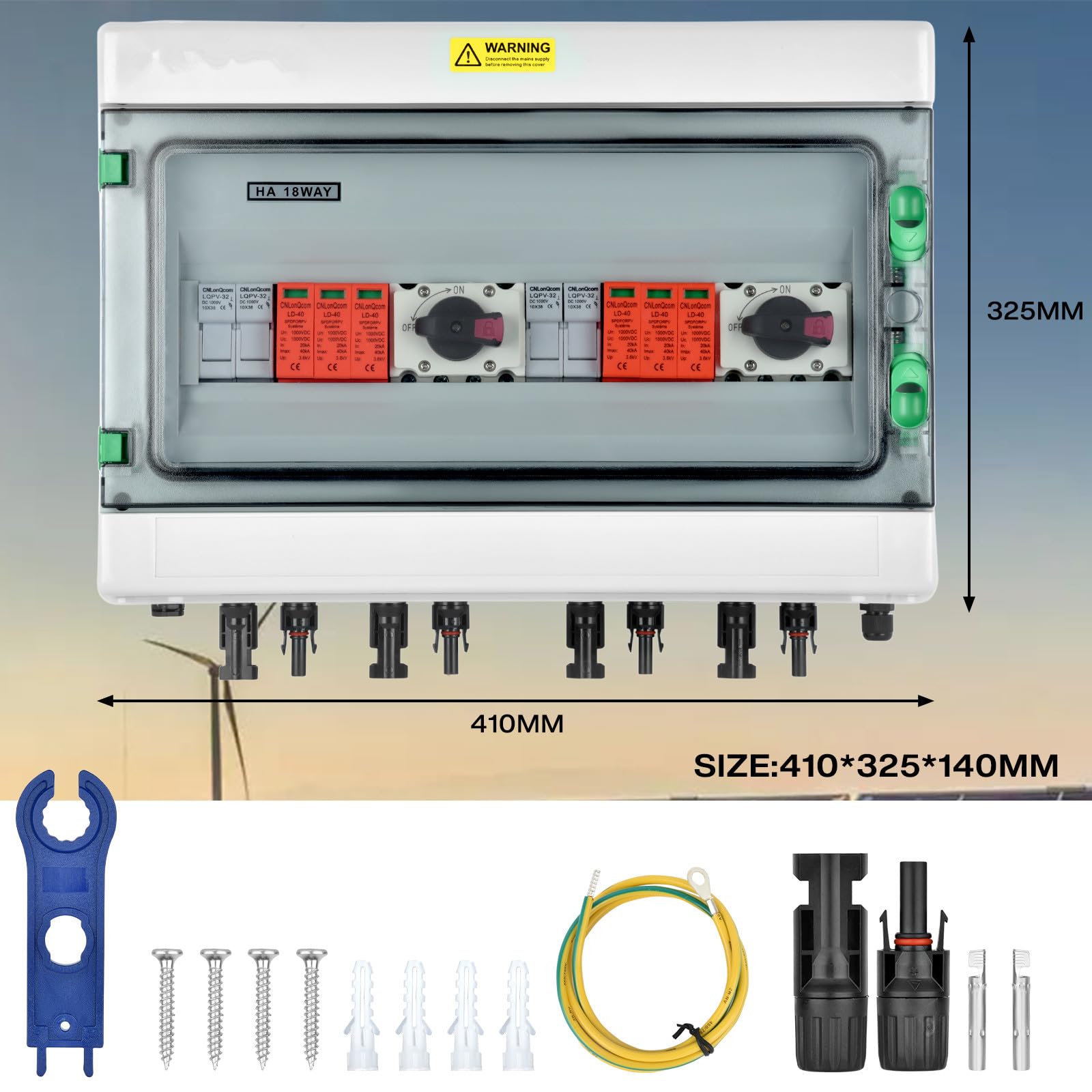 Protezione da sovratensione in PV – 1000 V 32 A scatola di giunzione solare, protezione dai fulmini DC interruttore di separazione impianto pv 2 stringhe (2 in 2 out), DC Combiner box interruttore di